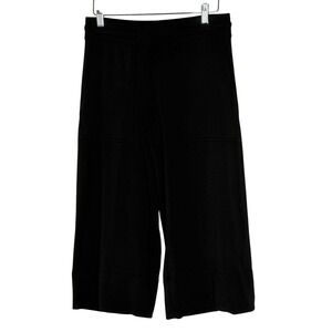 Quince SuperSoft Fleece Wide Leg Crop Pants Black Tencel Modal‎ Small 21' inseam